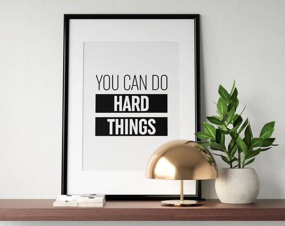 You Can Do Hard Things Bold Block Letter Motivation Wall Art
