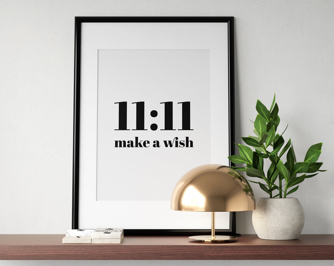 1111 Make A Wish Angel Number Poster Minimalist Black White Decor