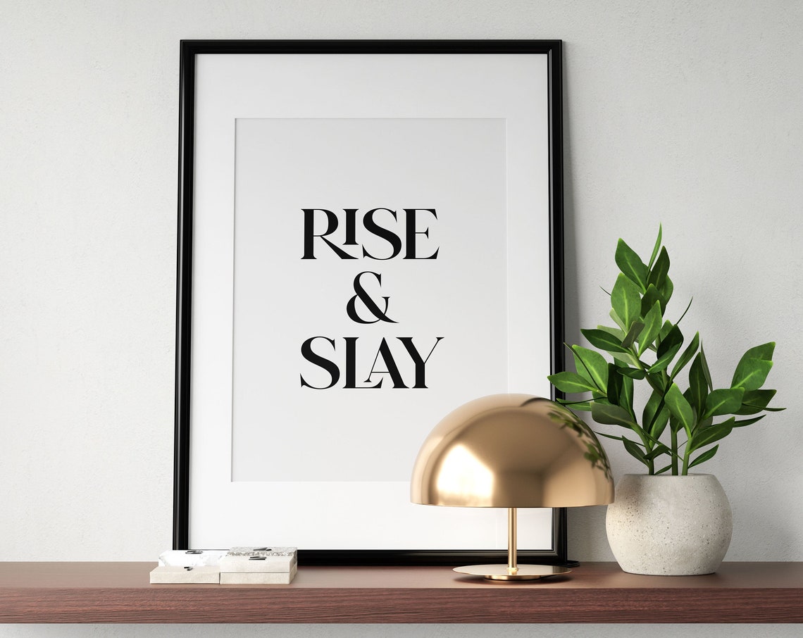 Rise And Slay Boss Babe Quote Poster Office Motivational Decor