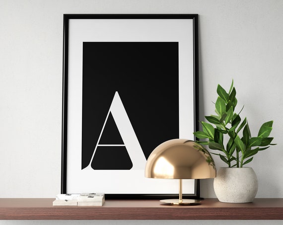 Letter Letter Sign Black Background Initial Wall Art Letters Poster Alphabet Print Letter Sign