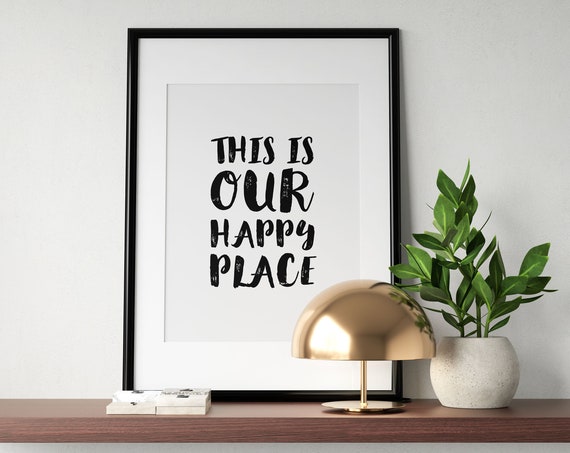 This Is Our Happy Place Hand Lettered Family Quote Home Decor Poster