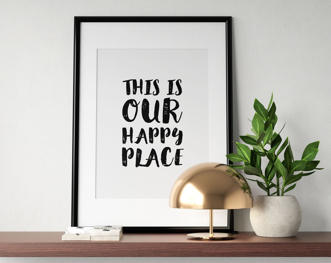 This Is Our Happy Place Hand Lettered Family Quote Home Decor Poster
