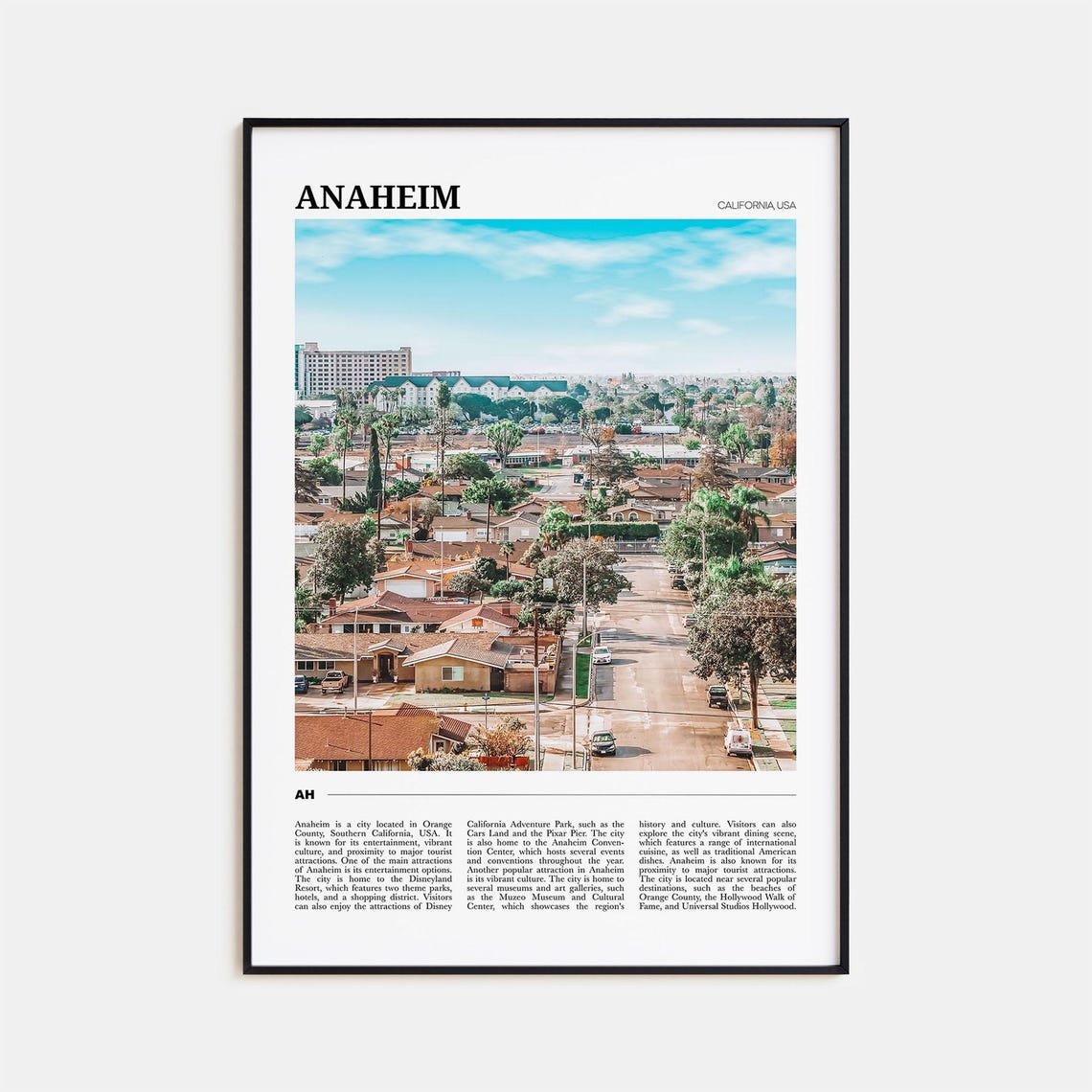 Anaheim Travel Poster Anaheim Wall Art Anaheim Poster Print Anaheim Photo Anaheim Decor California Usa