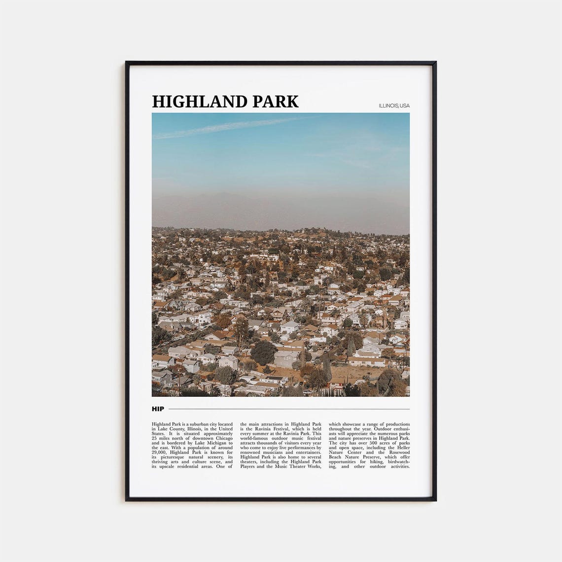 Highland Park Travel Poster Highland Park Wall Art Highland Park Poster Print Highland Park Photo Highland Park Decor Illinois Usa