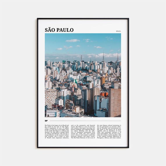 Sao Paulo Travel Poster No 2 So Paulo Wall Art So Paulo Poster Print So Paulo Photo So Paulo Decor Brazil