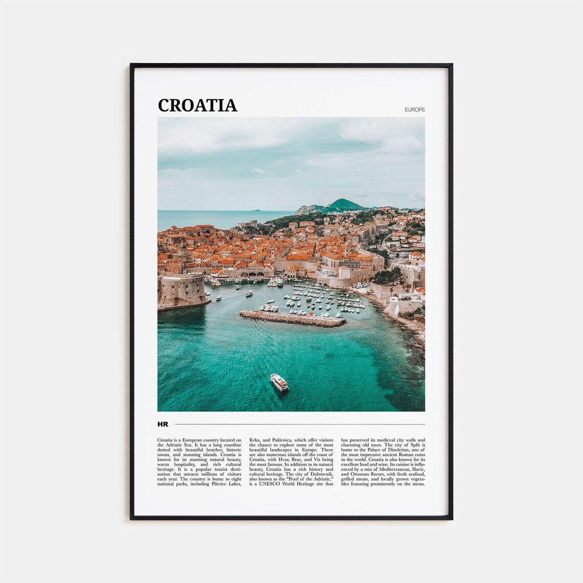 Croatia Wall Art Europe Travel Poster