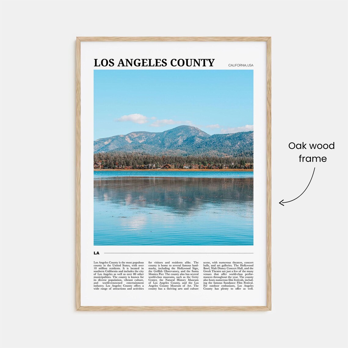 Los Angeles County California Lake Mountain Mirror Water Poster - Image 3