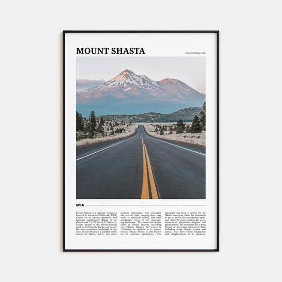 Mount Shasta Travel Poster, California Wall Art Print