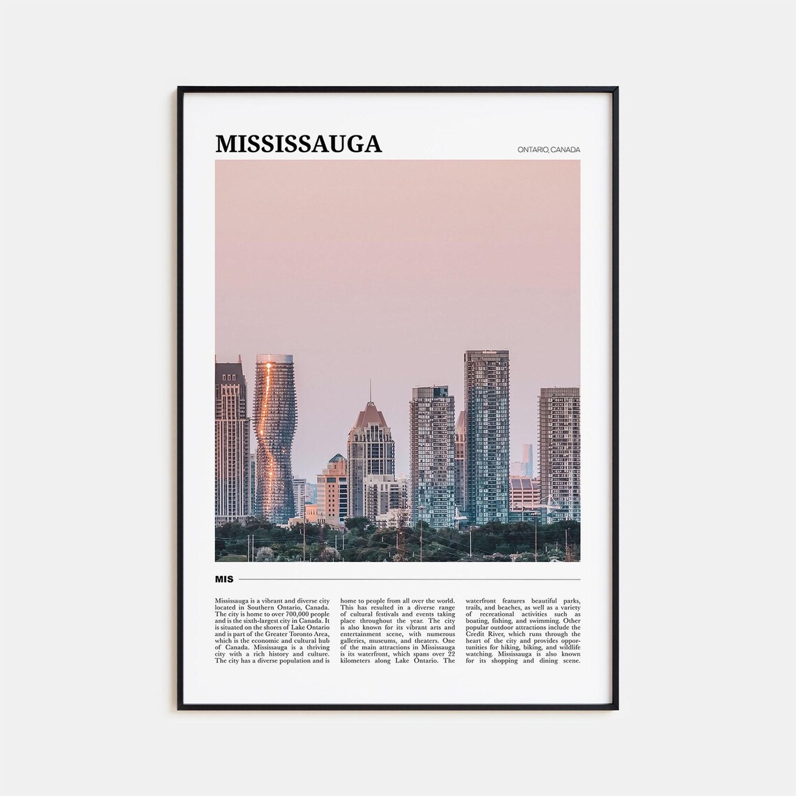 Mississauga Travel Poster, Ontario Canada Art Print