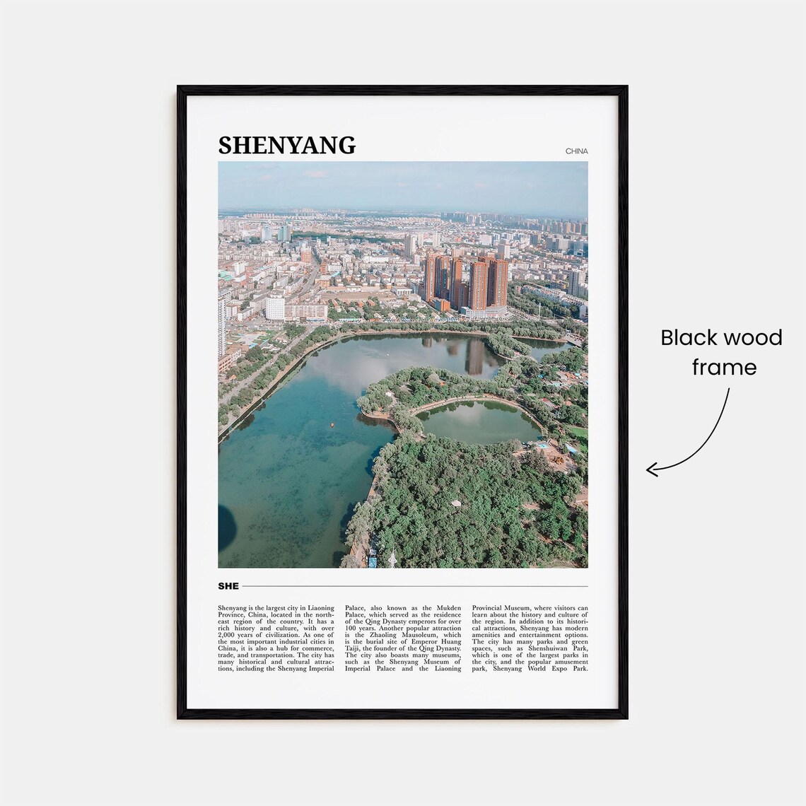 Shenyang China Aerial Cityscape Winding Lake Parkland View Poster - Image 2
