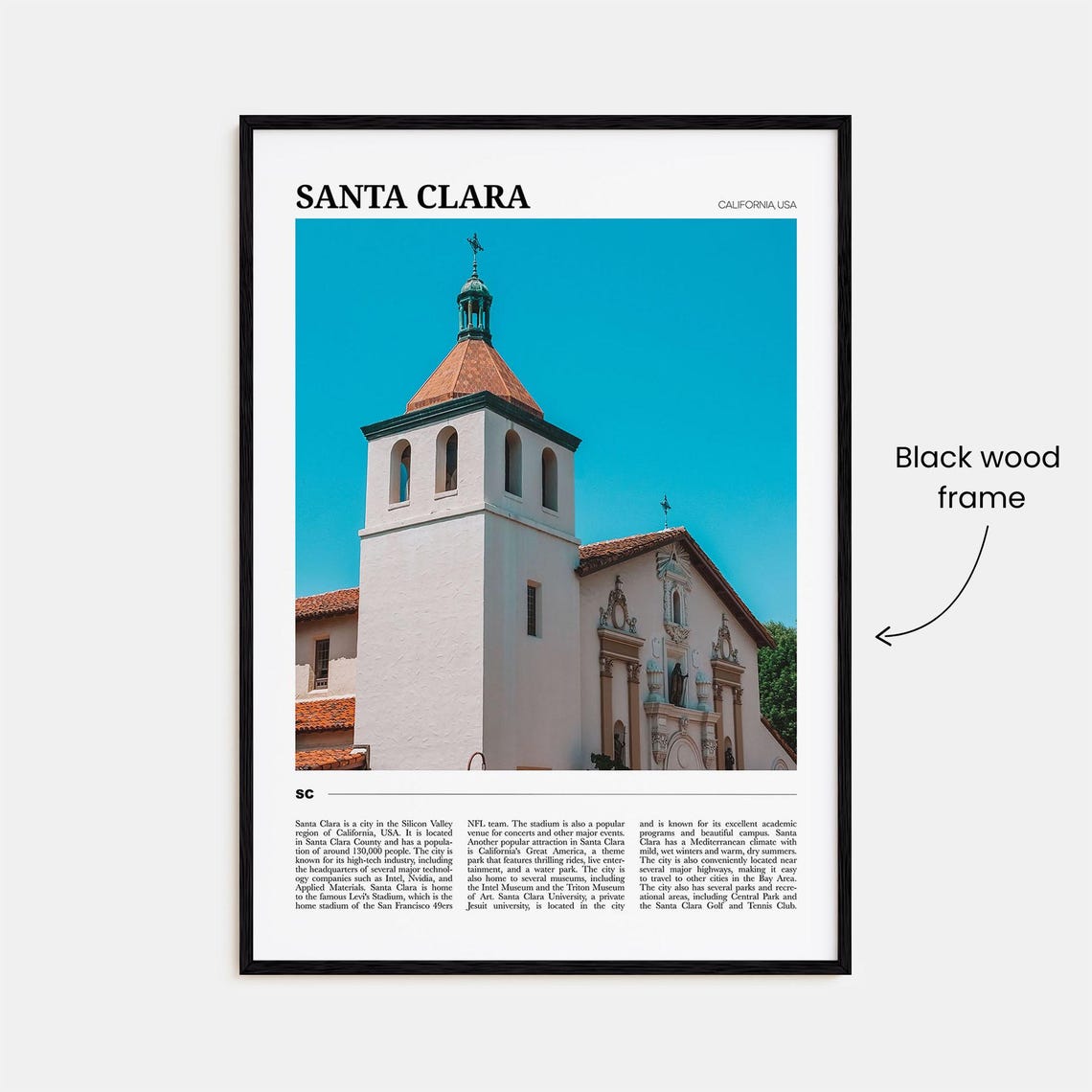 Santa Clara Travel Poster Santa Clara Wall Art Santa Clara Poster Print Santa Clara Photo Santa Clara Decor California Usa - Image 2