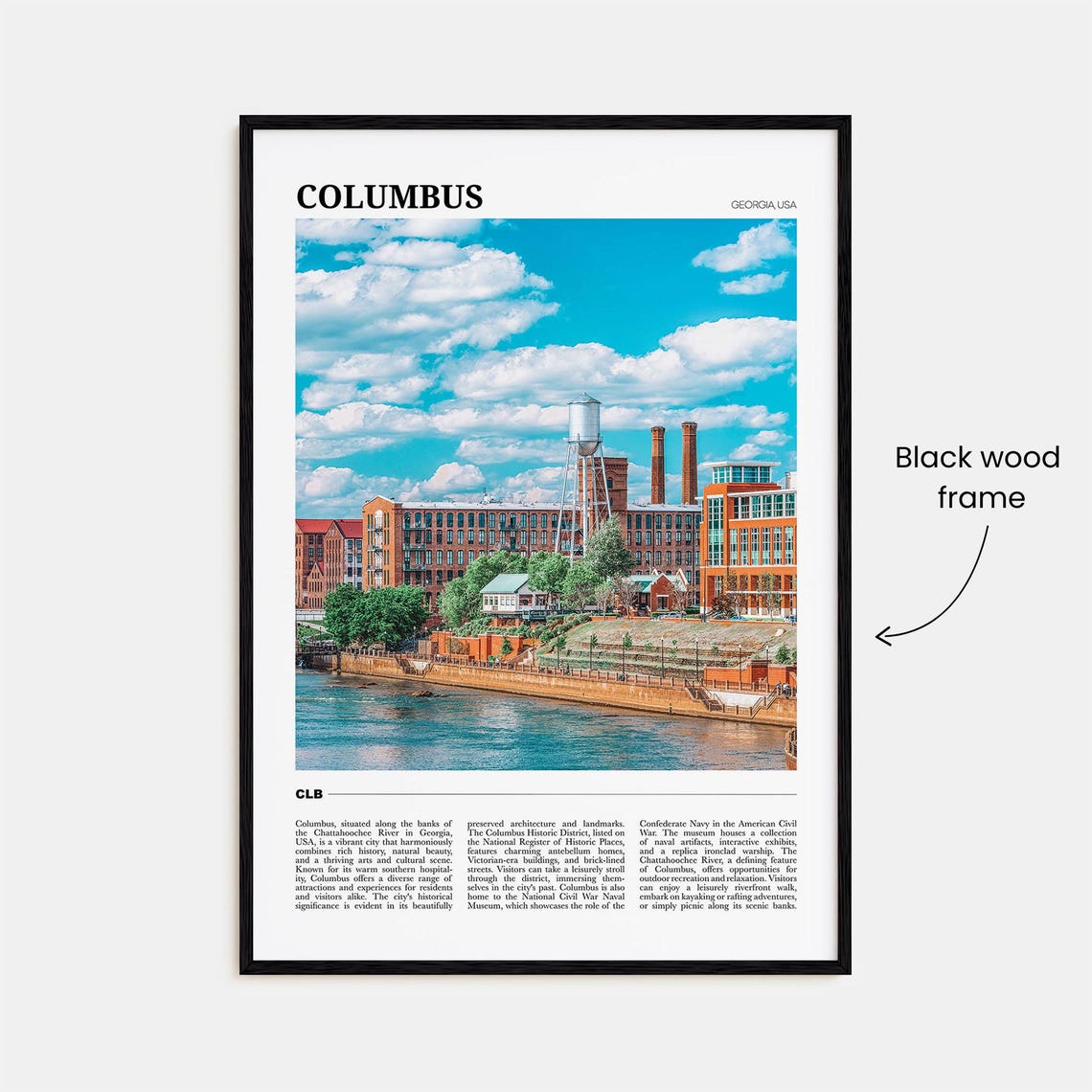 Columbus Georgia Travel Poster Riverwalk Brick Mill Water Tower View - Image 2