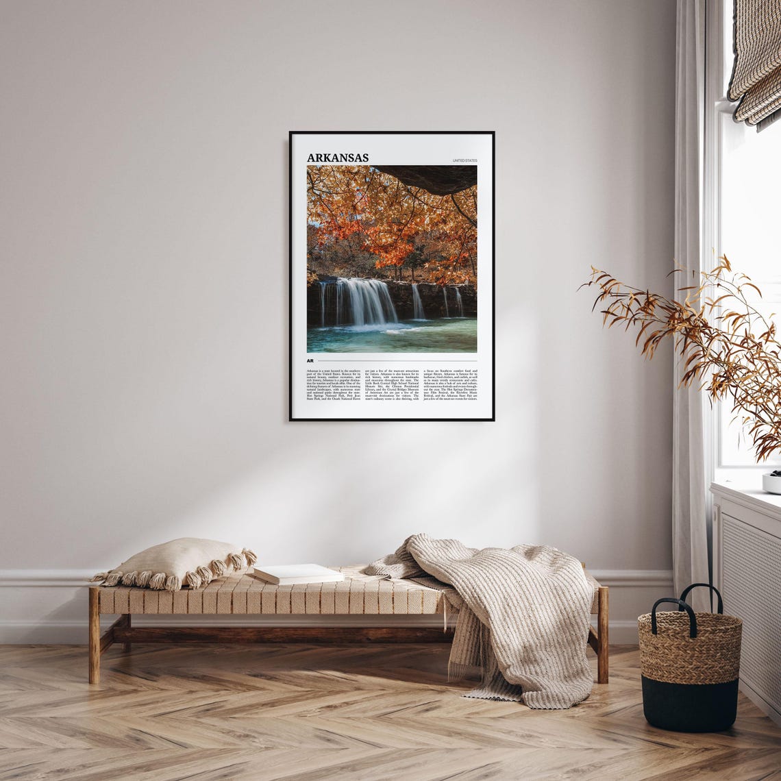 Arkansas USA Autumn Waterfall Fall Foliage Forest Scene Poster - Image 4