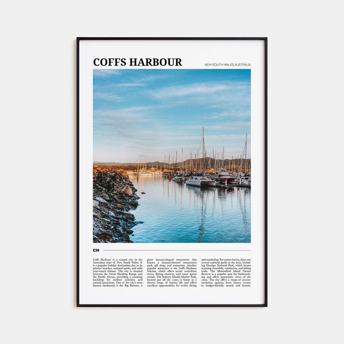 Coffs Harbour Australia Marina Sailboats Golden Hour Travel Poster