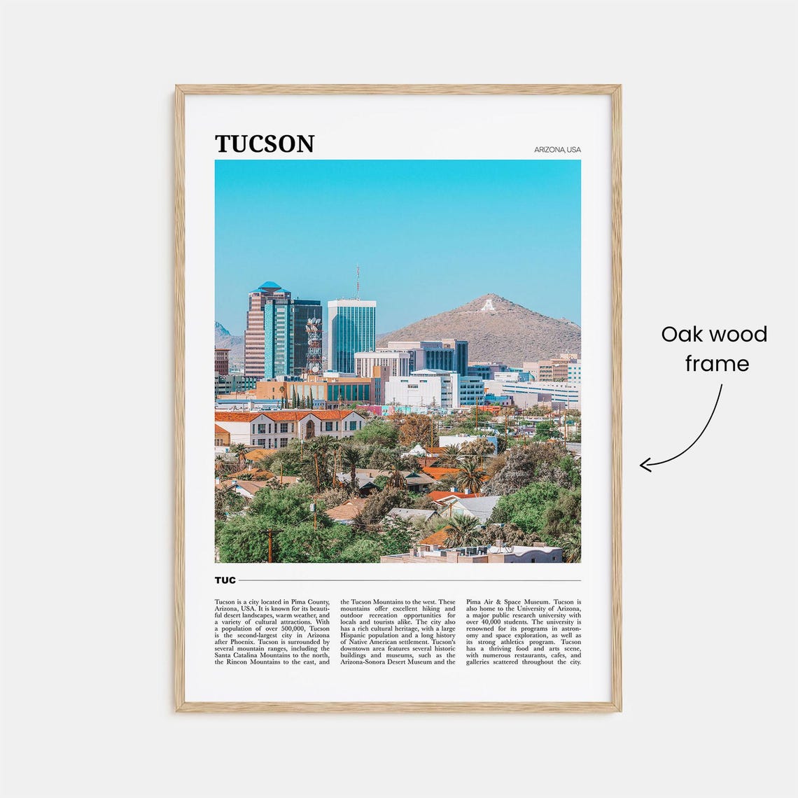 Tucson Arizona Downtown Skyline Desert Mountain No 2 Travel Poster - Image 3