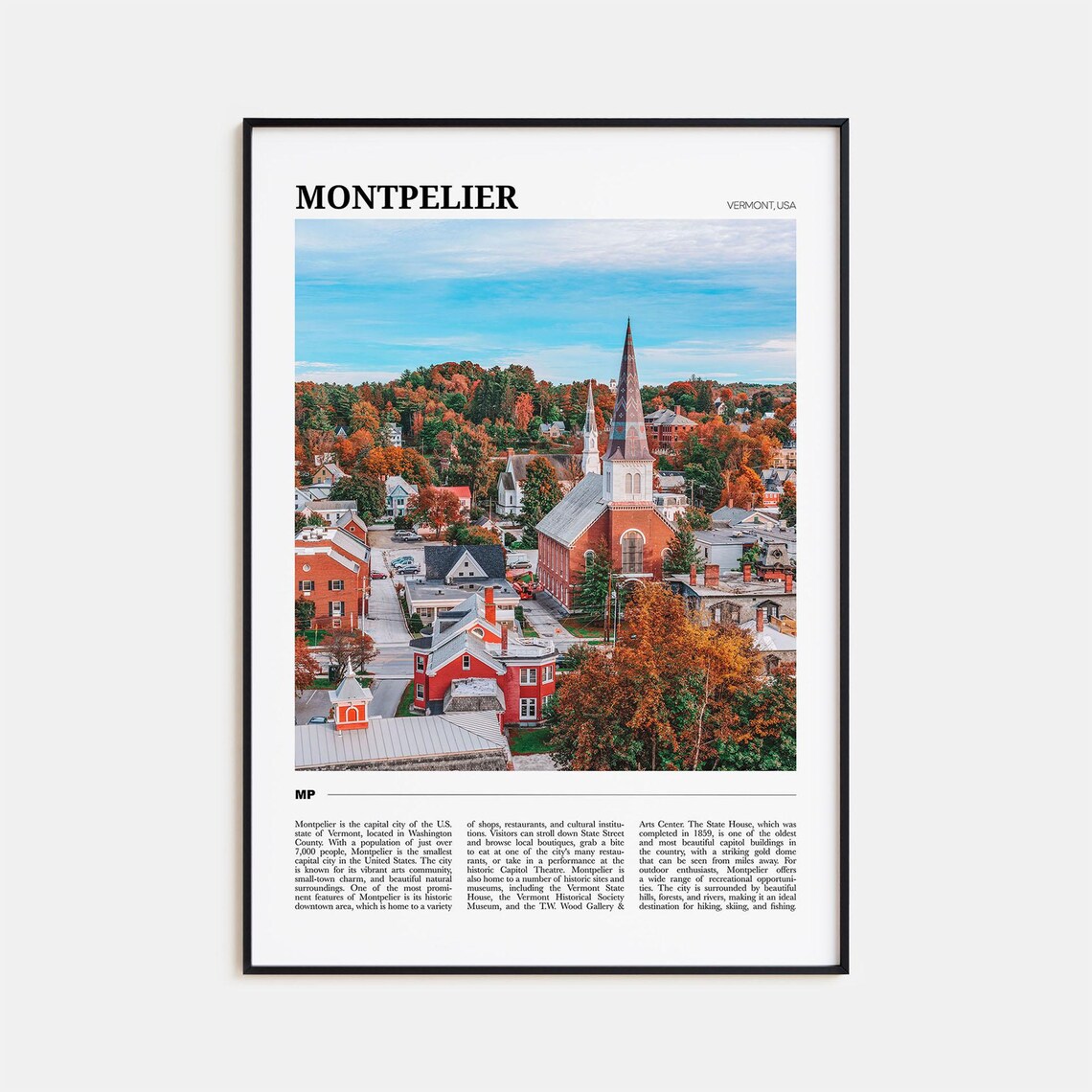 Montpelier Travel Poster, Vermont USA Art Print