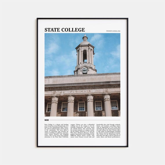State College Travel Poster, Pennsylvania USA Art Print