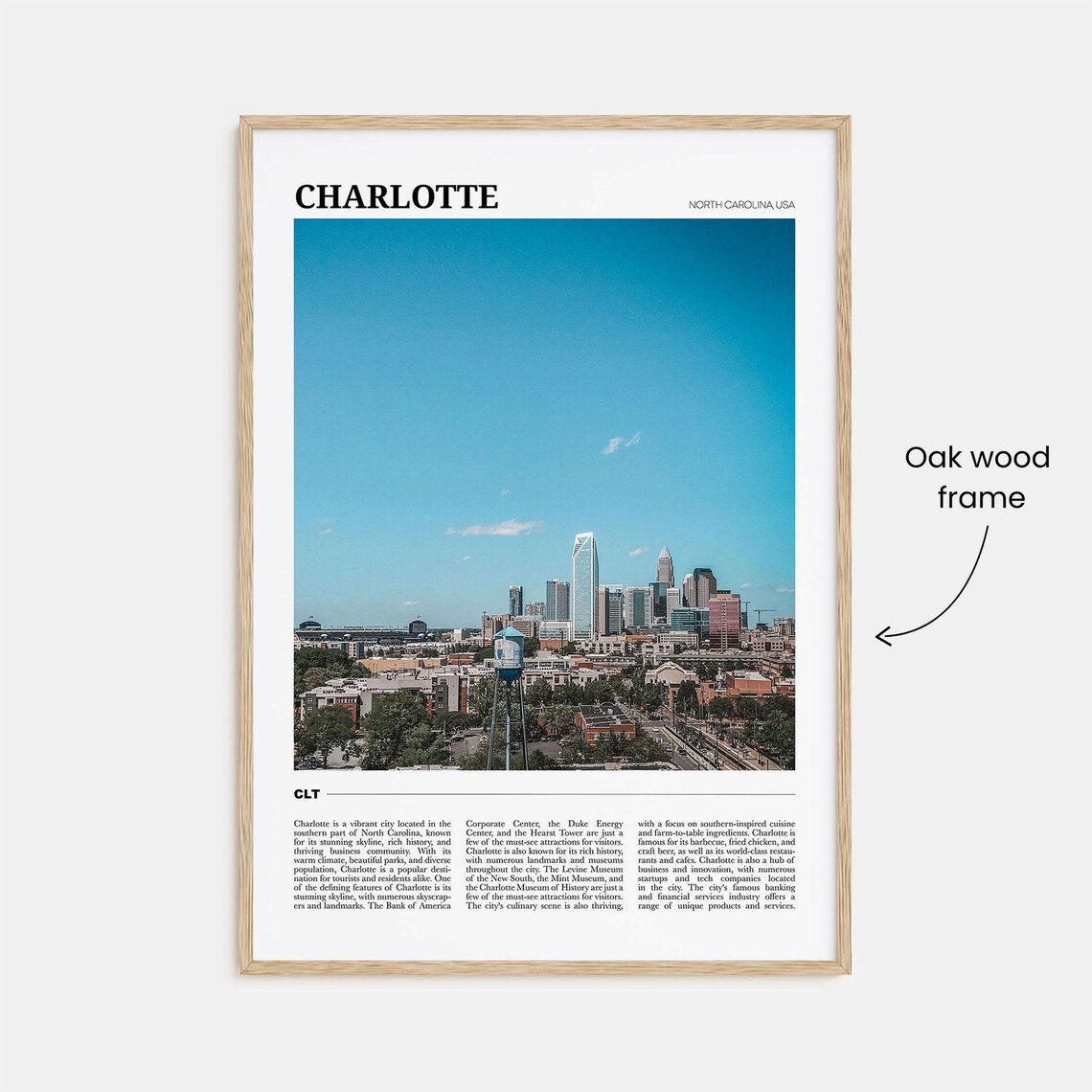 Charlotte Travel Poster No 1 Charlotte Wall Art Charlotte Poster Print Charlotte Photo Charlotte Decor North Carolina Usa - Image 3
