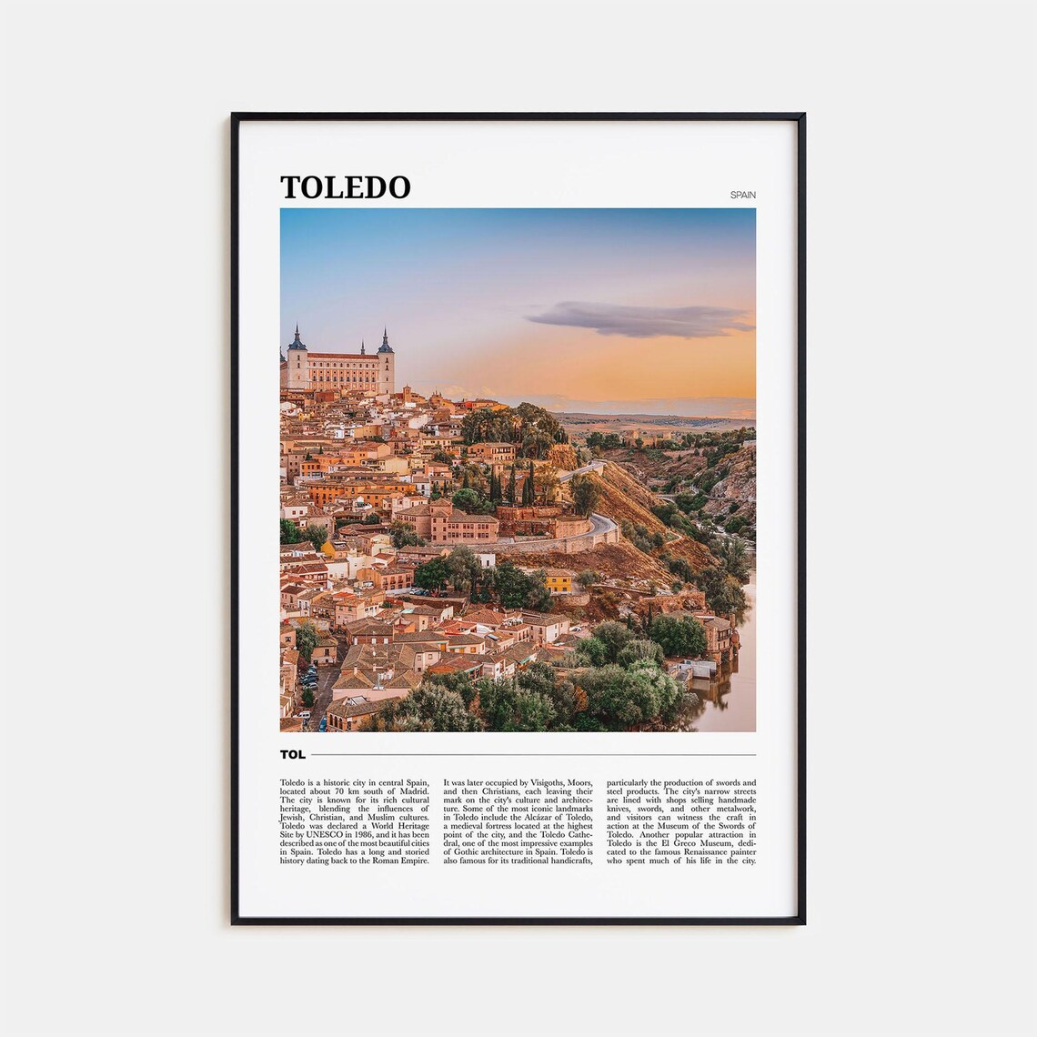 Toledo Travel Poster, Spain Wall Art Print