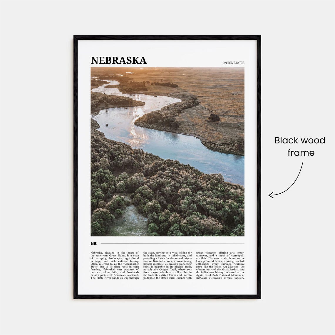 Nebraska United States Aerial River Landscape Photography Poster - Image 2