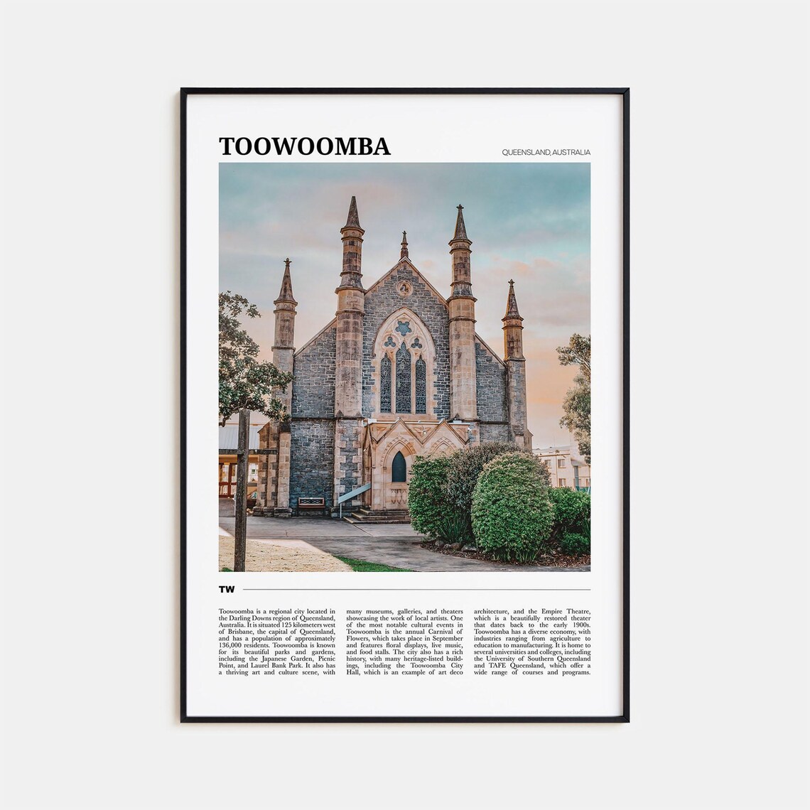 Toowoomba Queensland Australia Historic Stone Church Spires Poster