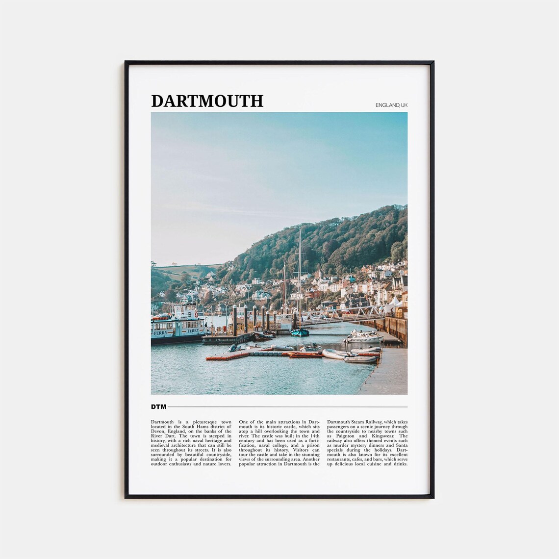 Dartmouth England UK Harbor Ferry Boats Riverside Town Poster