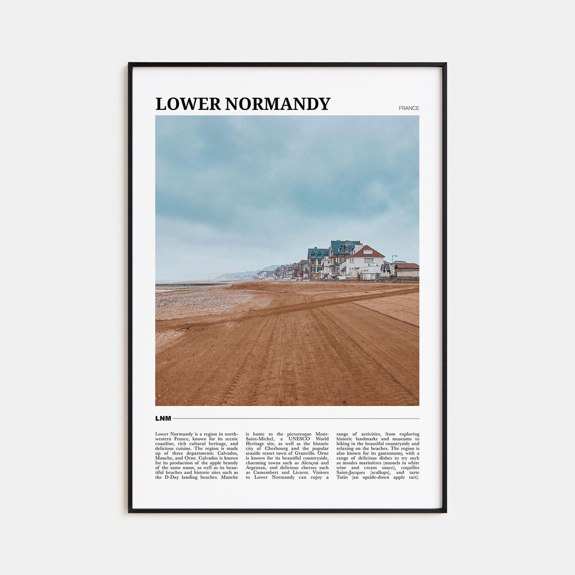 Lower Normandy France Beach Coastal Town Travel Photo Guide Poster