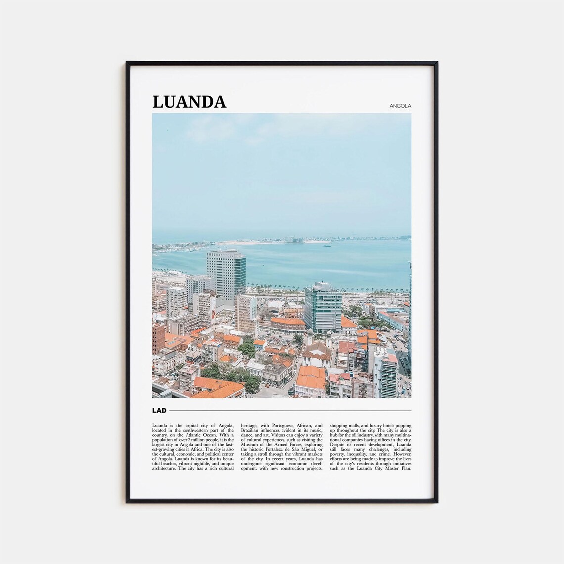 Luanda Angola Coastal Capital City Ocean Bay Skyline Panorama Poster