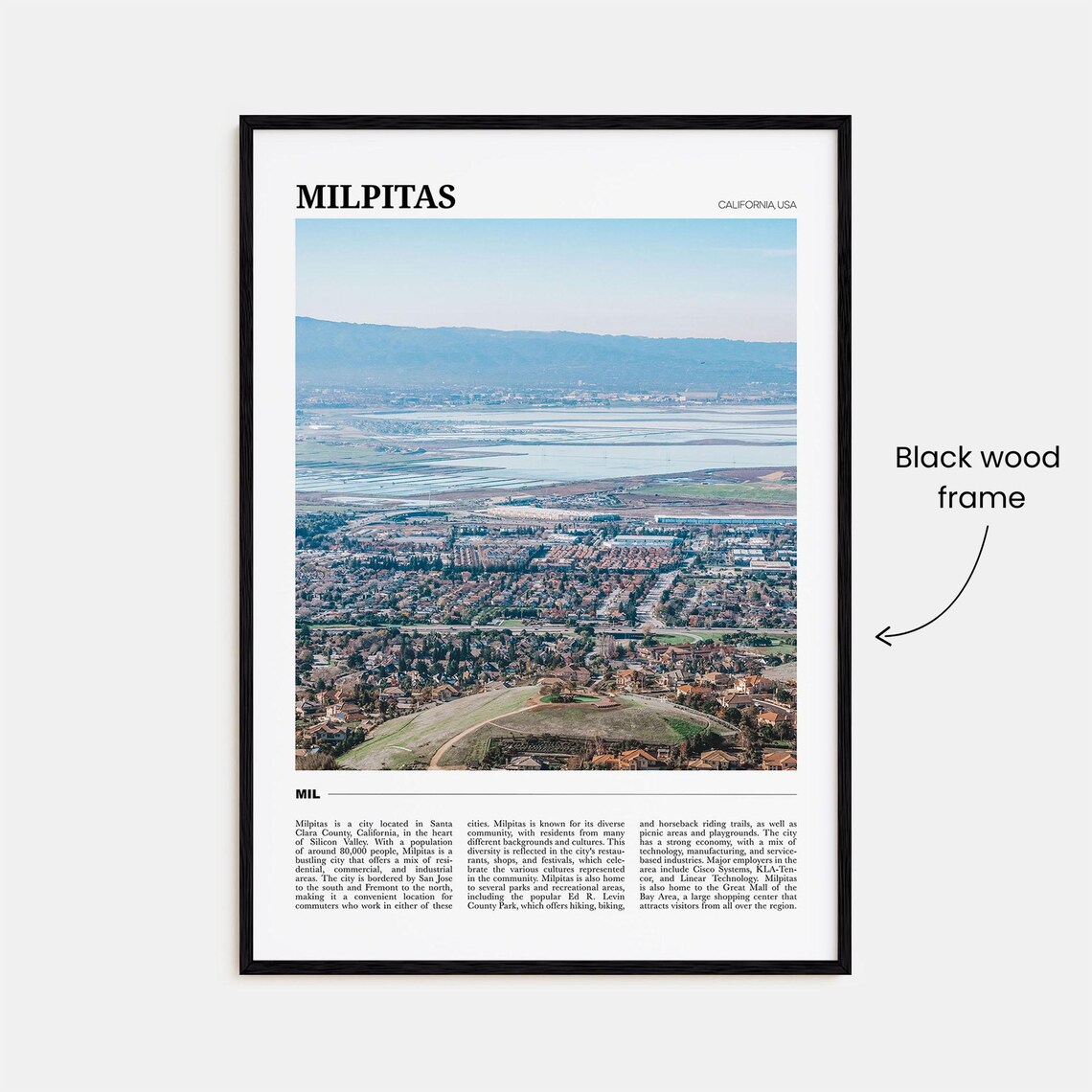 Milpitas California Silicon Valley City Aerial Travel Poster Series - Image 2