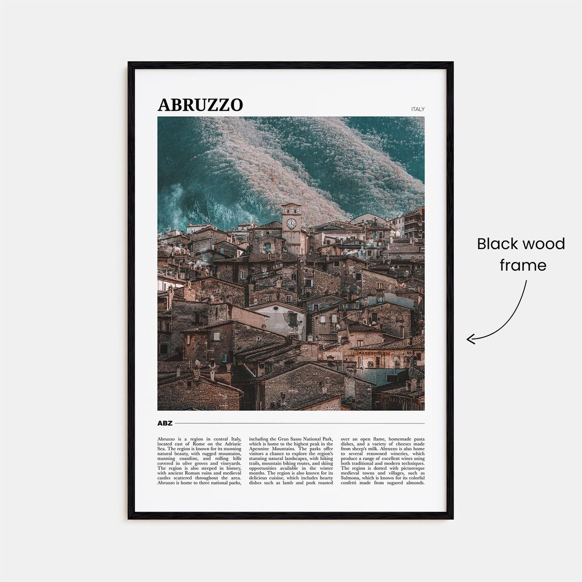 Abruzzo Italy Hilltop Town Mountain Village Travel Photo Poster - Image 2
