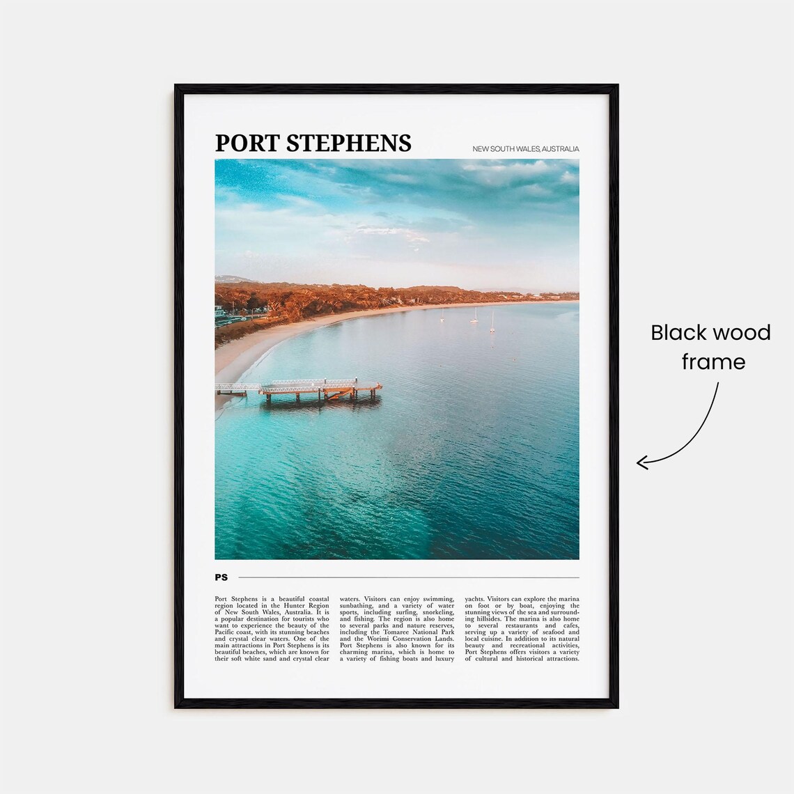 Port Stephens New South Wales Australia Beach Jetty Aerial Poster - Image 2