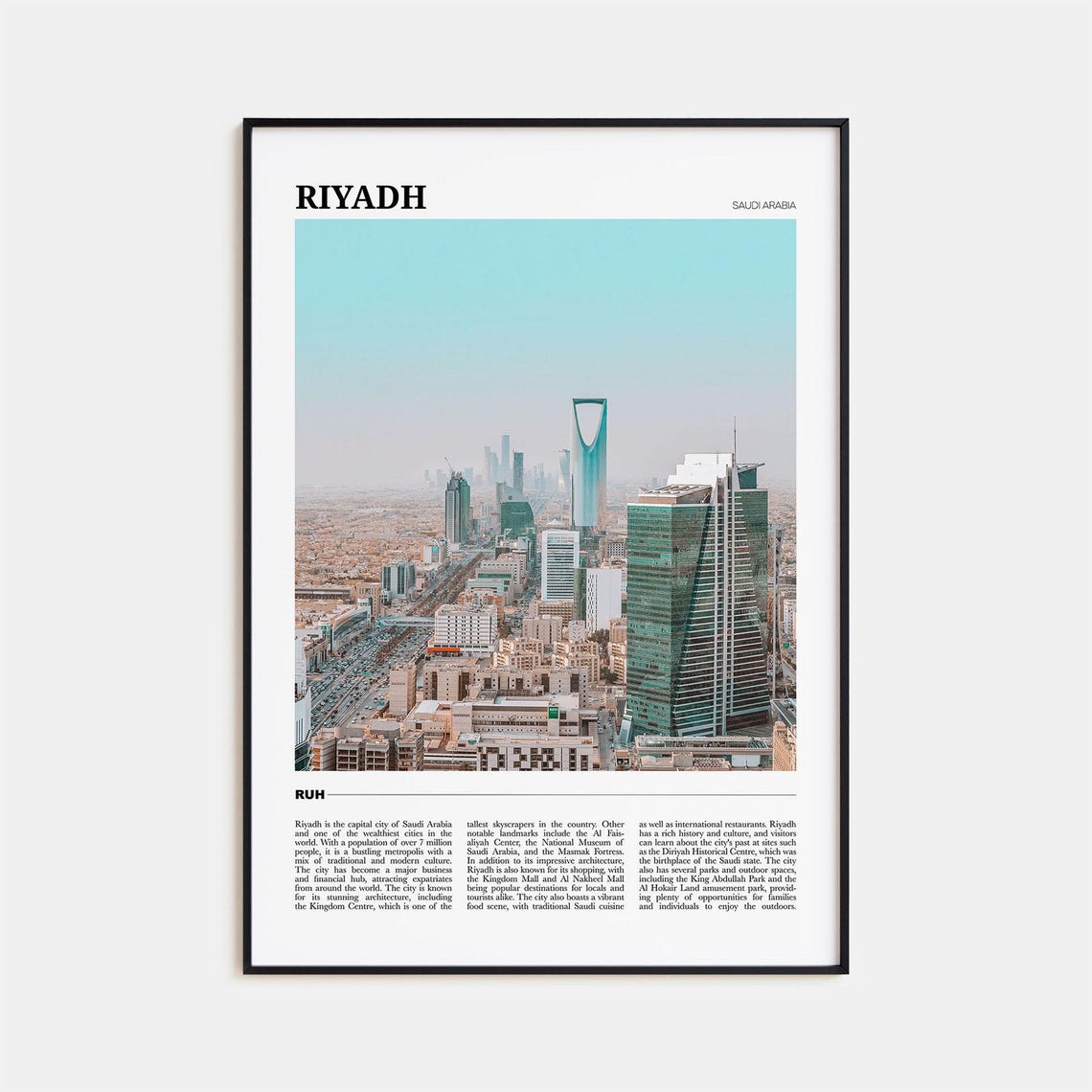 Riyadh Saudi Arabia Modern Kingdom Centre Tower Skyline Poster