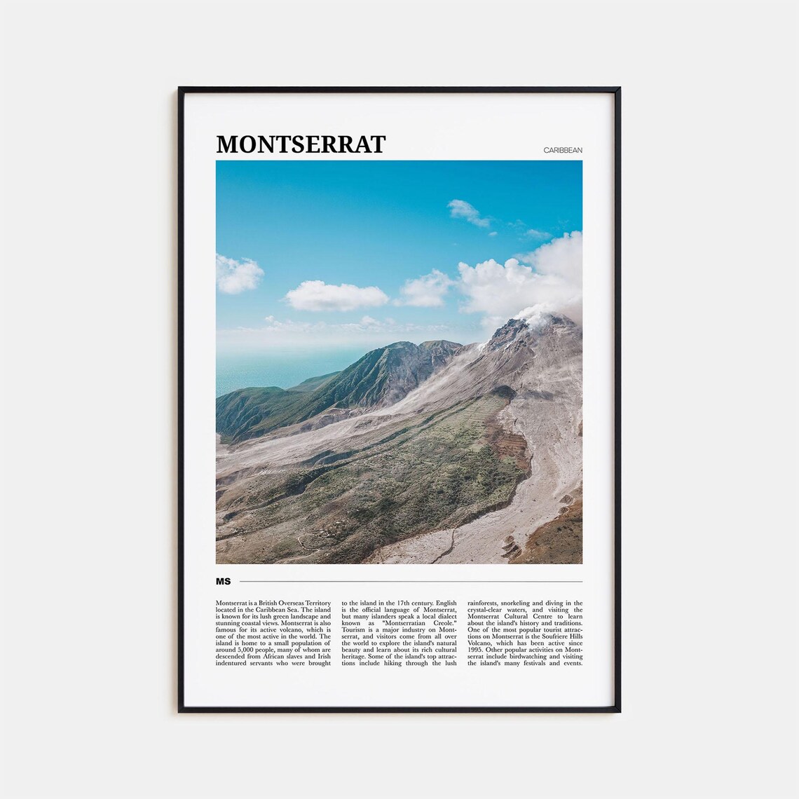 Montserrat Travel Poster, Caribbean Wall Art