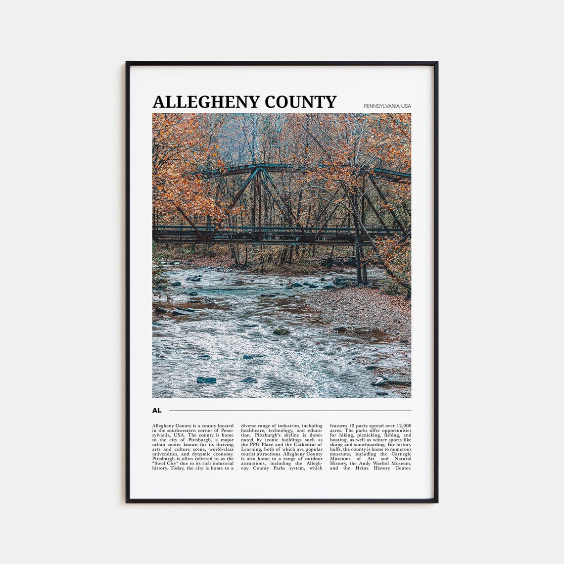 Allegheny County Travel Poster, Place-Based Wall Art