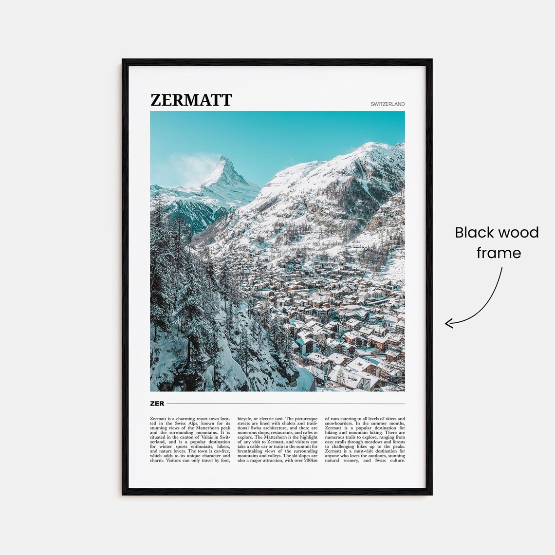 Zermatt Switzerland Matterhorn Snowy Village Alpine Travel Poster - Image 2