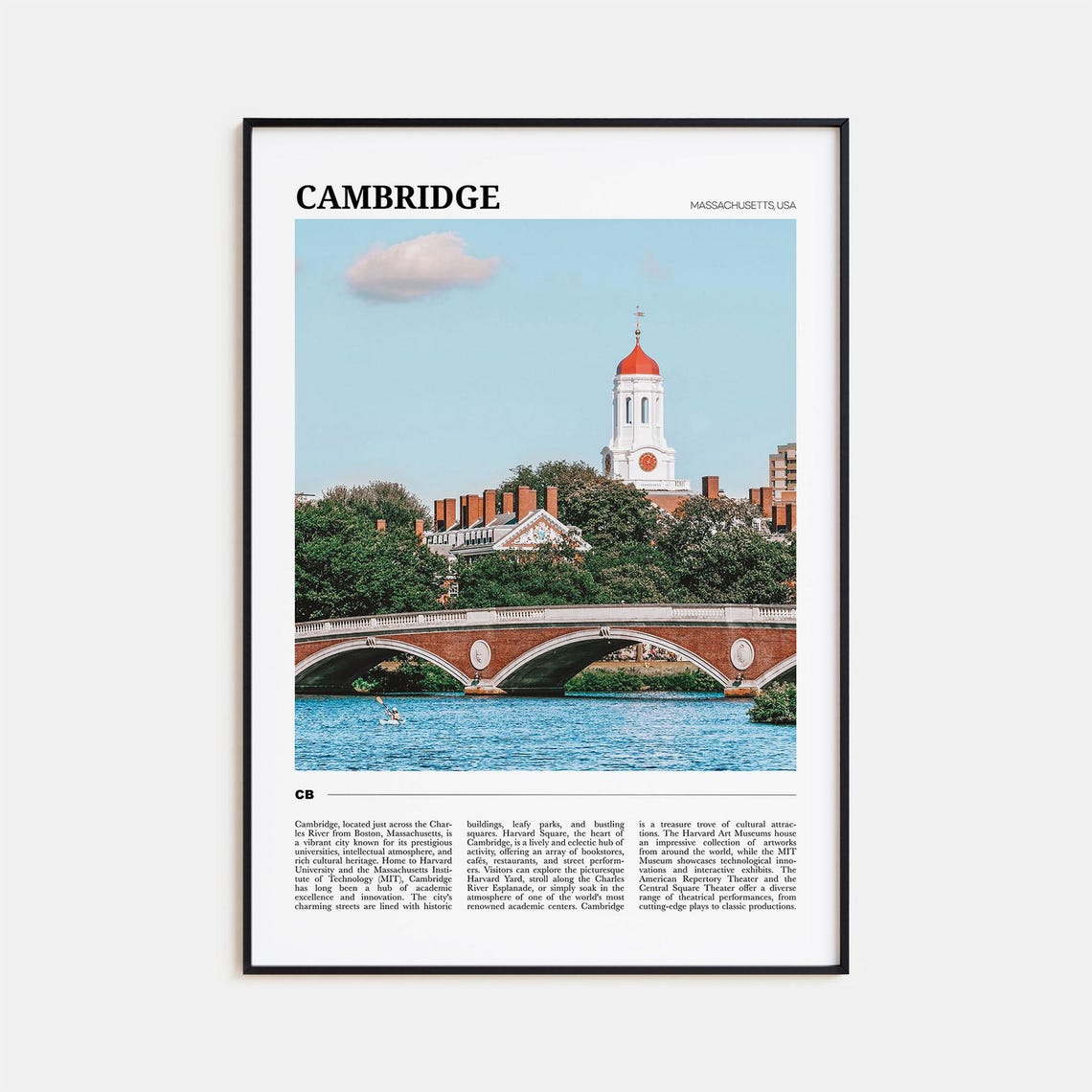 Cambridge Massachusetts Charles River Harvard Photo Travel Poster