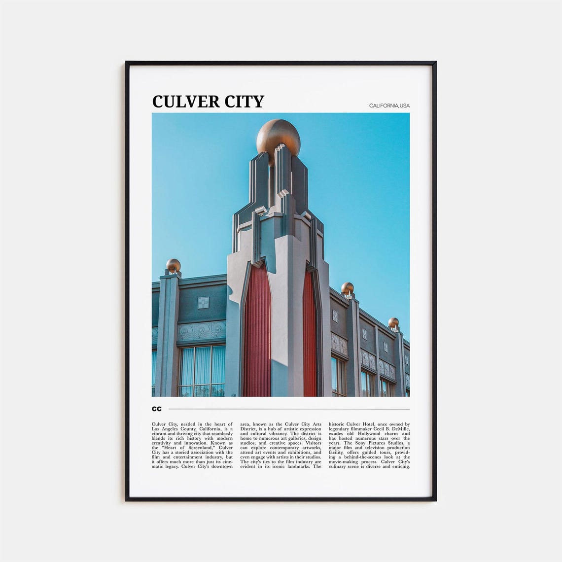 Culver City Travel Poster Culver City Wall Art Culver City Poster Print Culver City Photo Culver City Decor California Usa