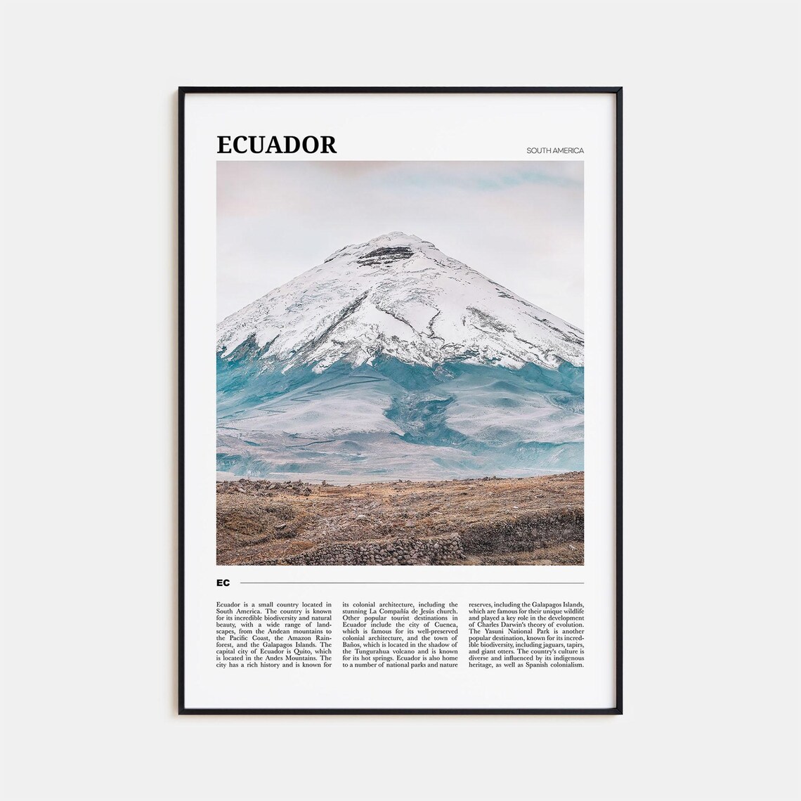 Ecuador Travel Poster, South America Wall Art Print