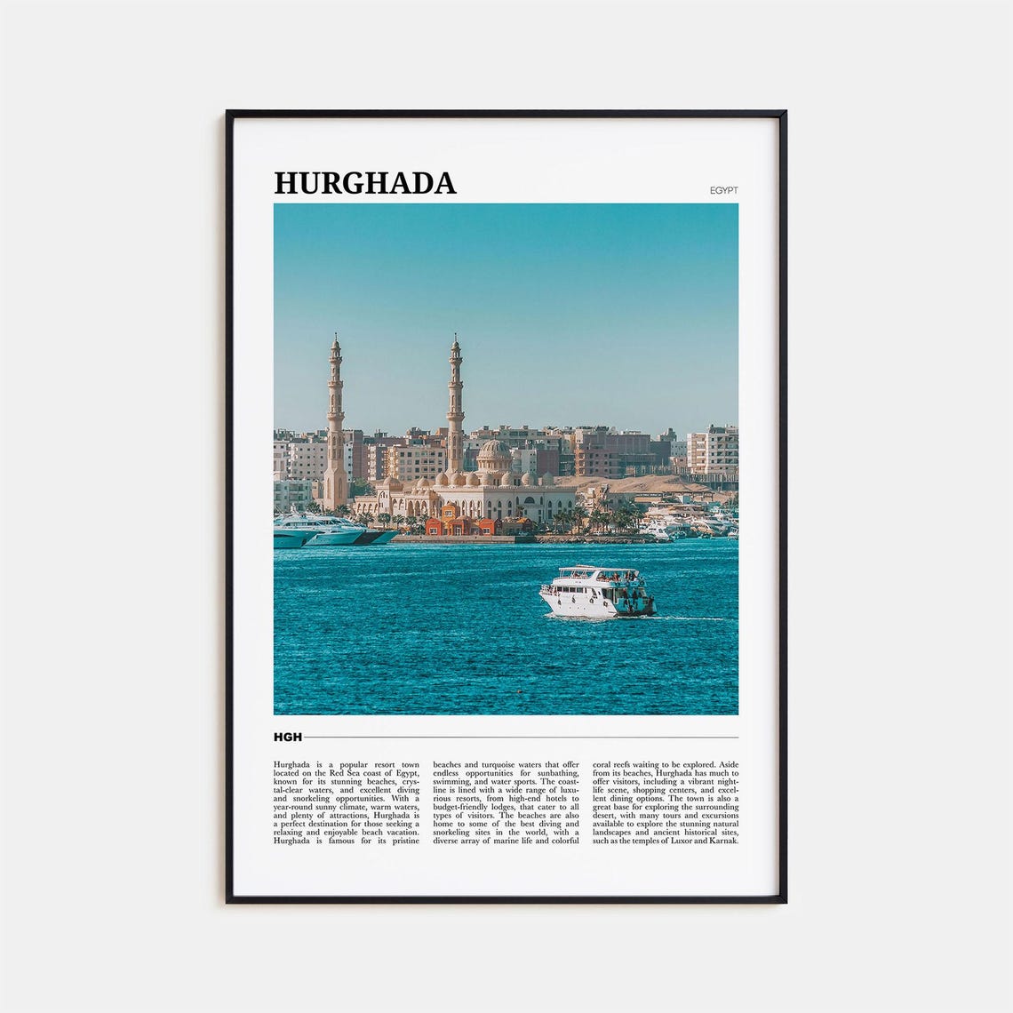 Hurghada Egypt Red Sea Beach Resort Marina Mosque View Poster