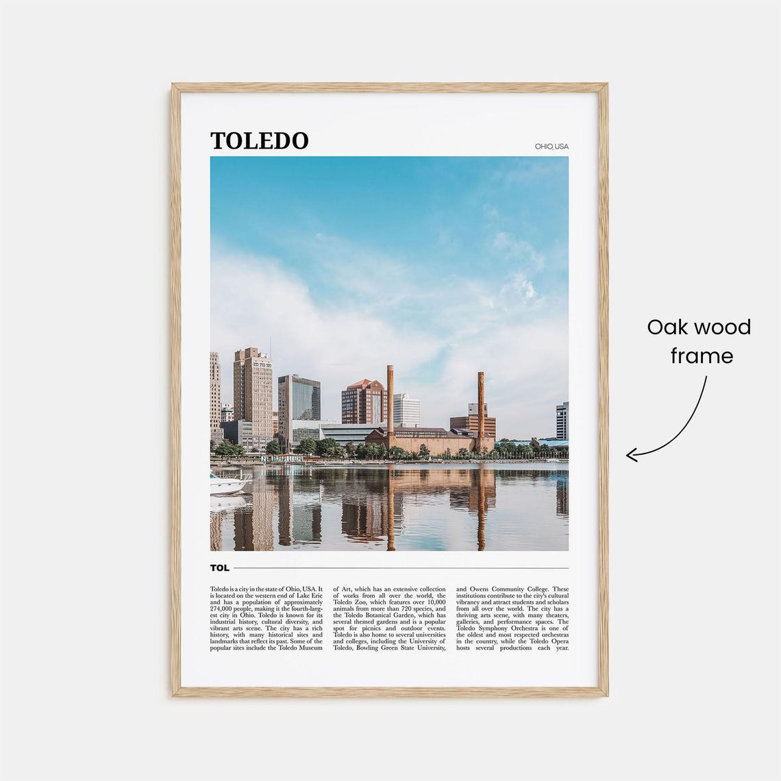 Toledo Ohio Downtown Skyline Water Reflection Morning Travel Poster - Image 3