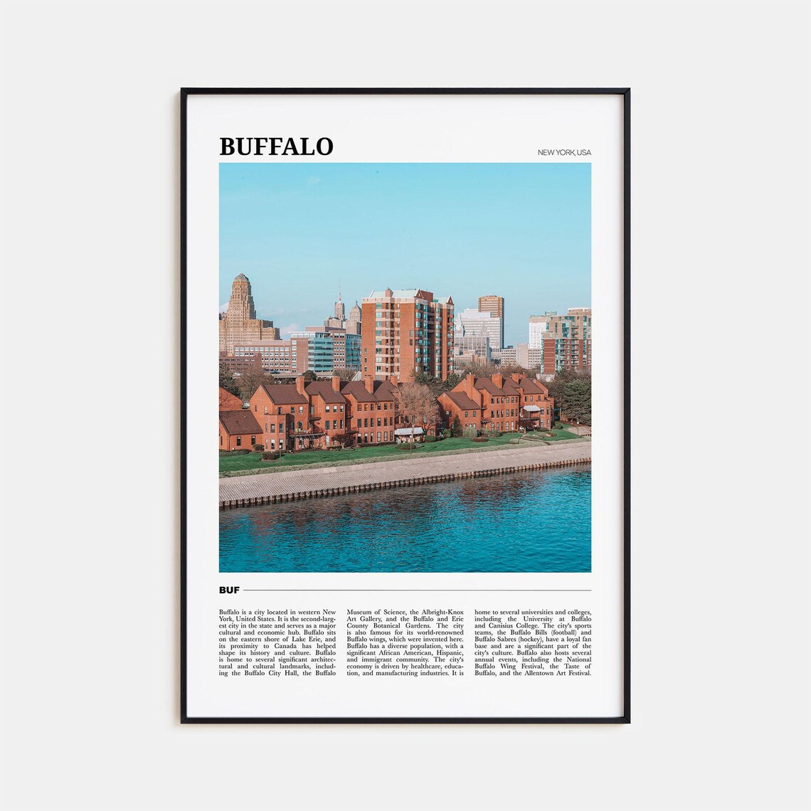 Buffalo Travel Poster, New York Usa Wall Art