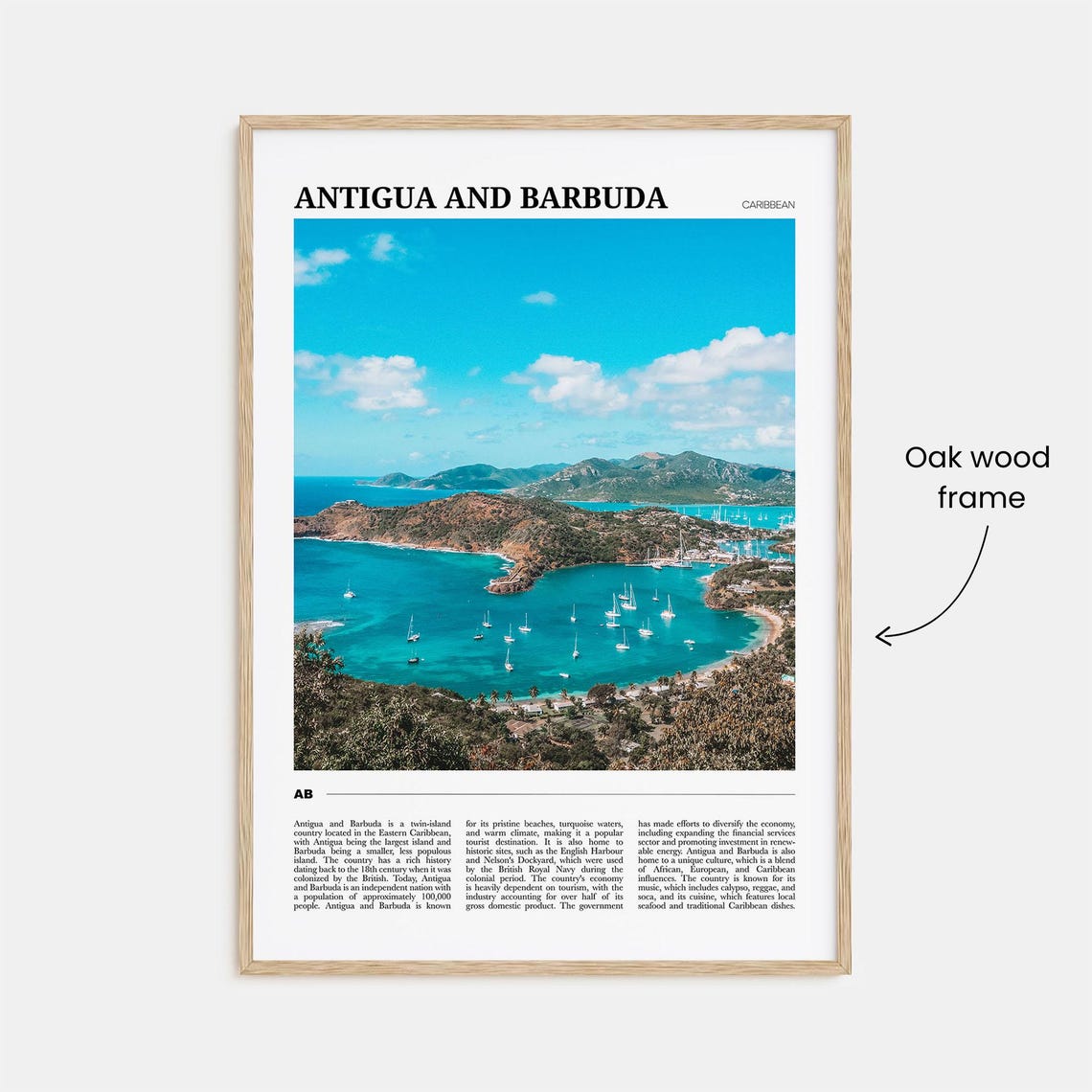 Antigua and Barbuda Caribbean Turquoise Bay Sailboats Aerial Poster - Image 3