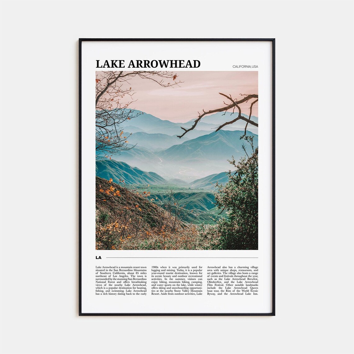 Lake Arrowhead Photo California Poster Print