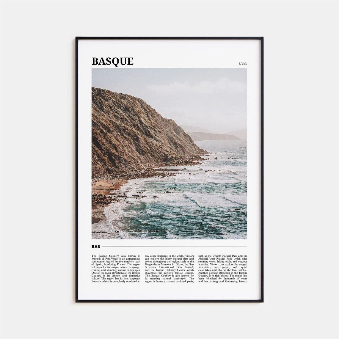 Basque Country Spain Dramatic Coastal Cliff Waves View Poster