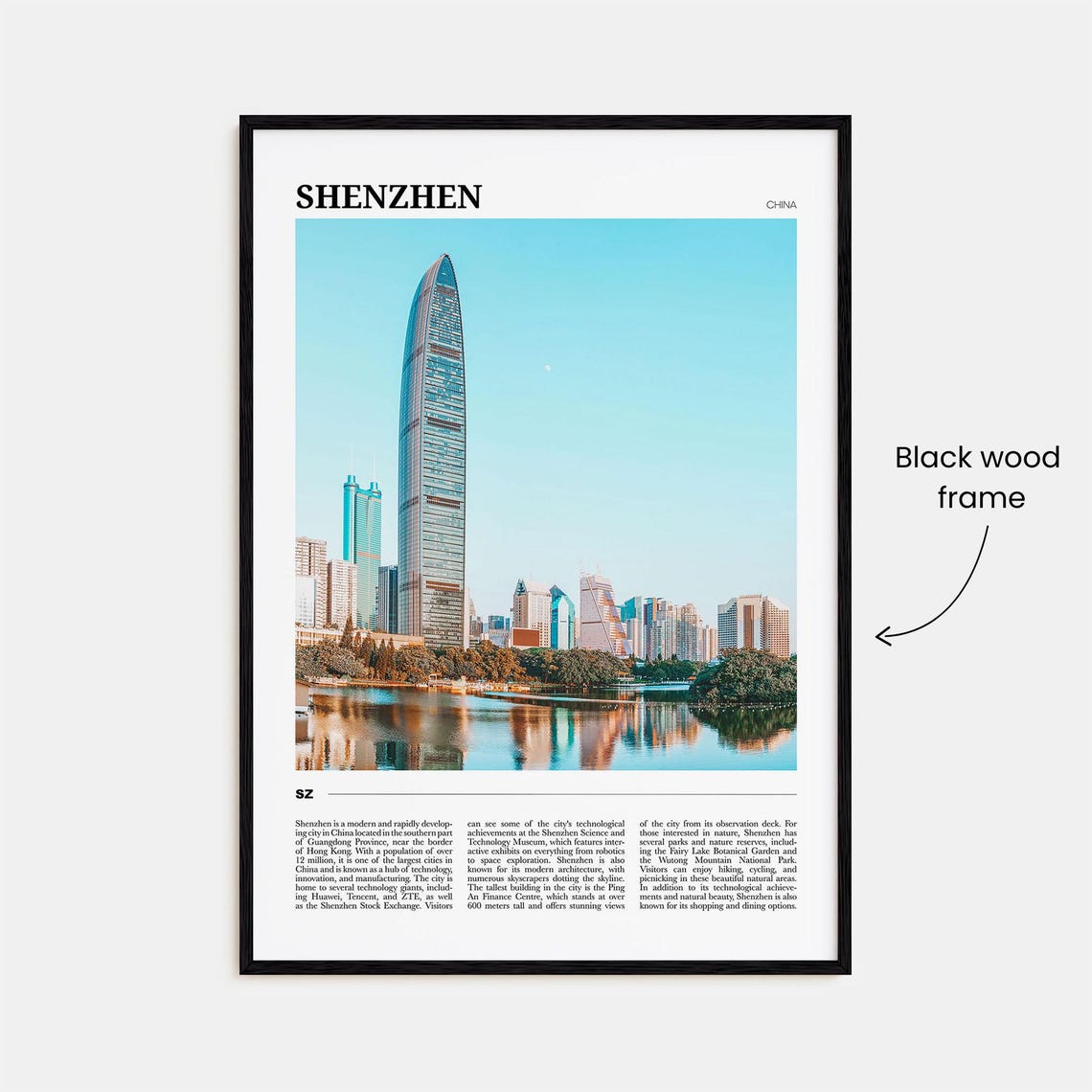 Shenzhen China Modern Sail Shaped Skyscraper Skyline Lake Poster - Image 2