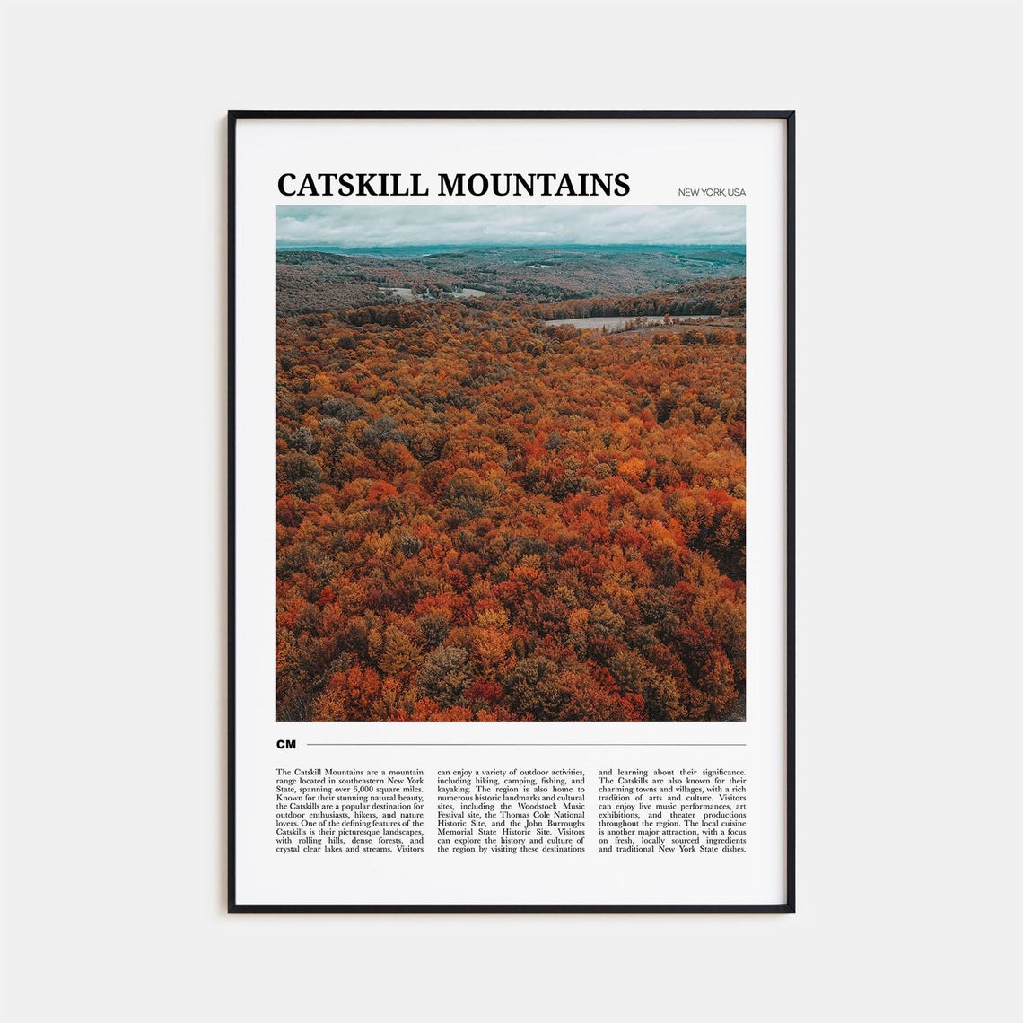 Catskill Mountains New York Travel Poster Autumn Forest Valley View
