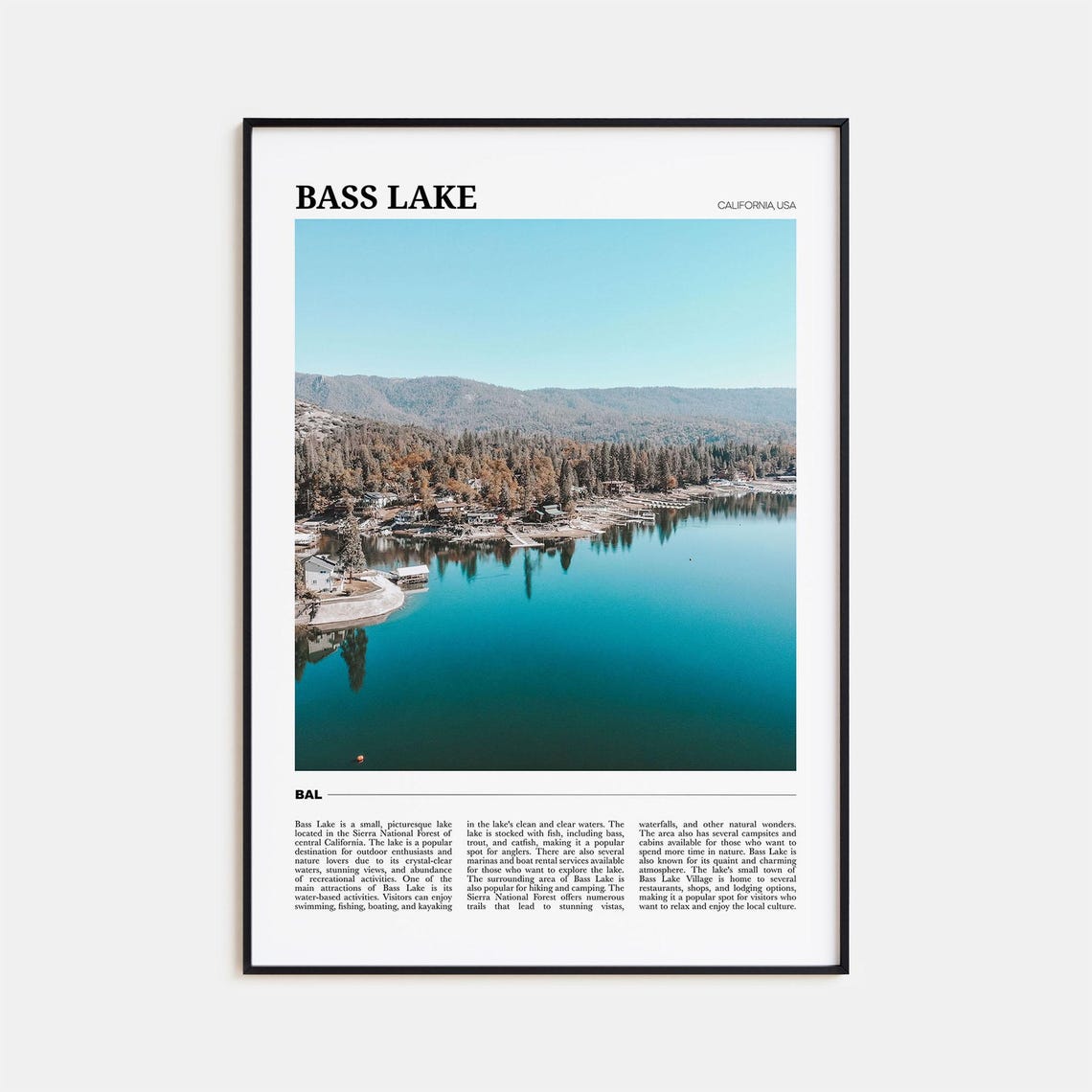 Bass Lake California Serene Lake Marina Pine Forest View Poster