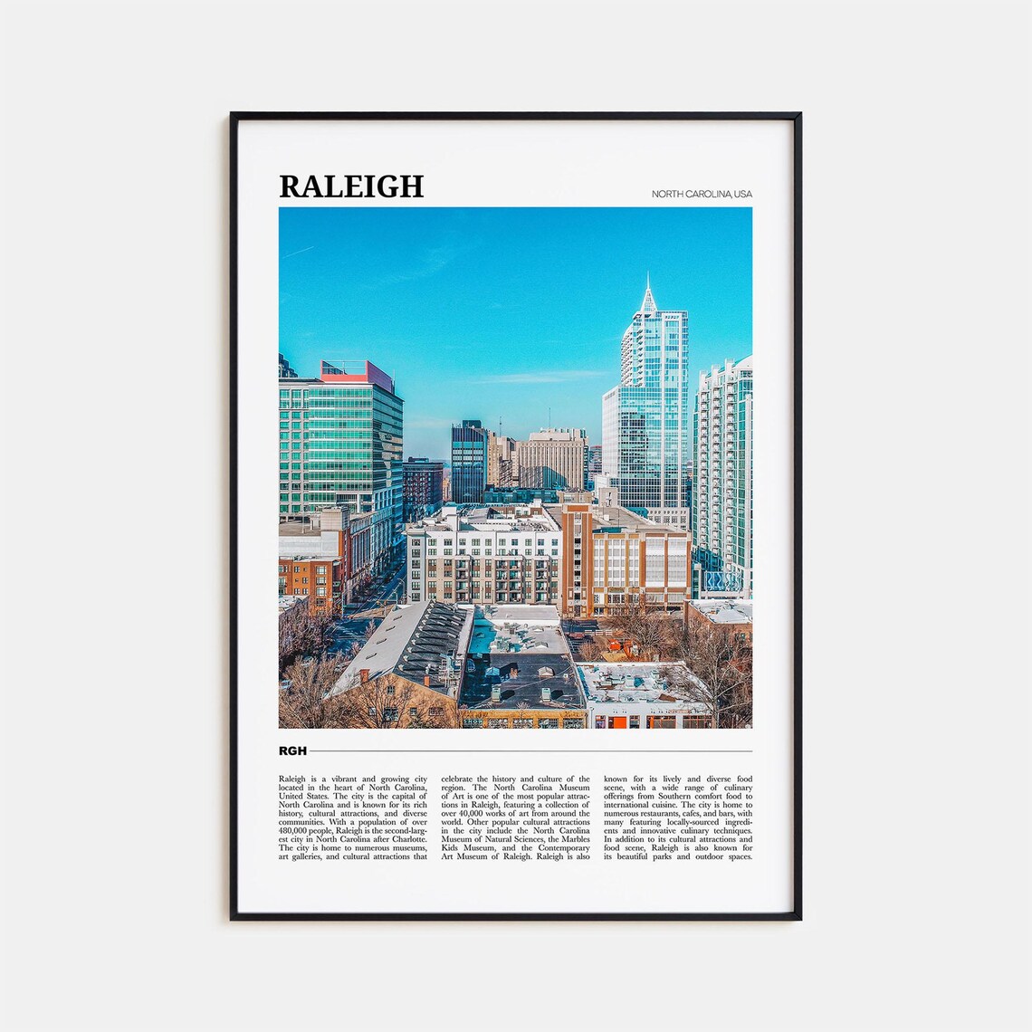 Raleigh Travel Poster, North Carolina Wall Art