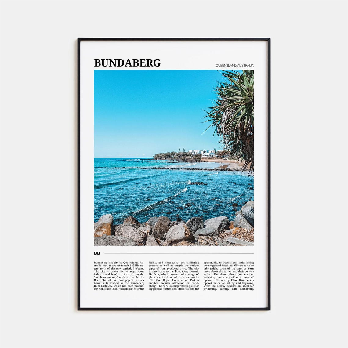 Bundaberg Queensland Australia Turquoise Beach Rocky Shore Poster