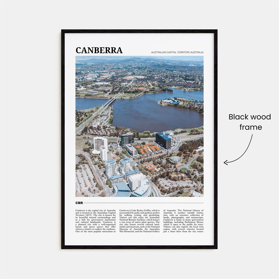 Canberra Australia Lake Burley Griffin Aerial City Photo Travel Poster - Image 2